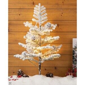 Glitzhome 2' Pre-Lit Upward Wrapped Flocked Pine Artificial Christmas Greenery